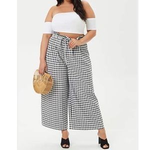 NWT Gingham Wide-Leg Pant
